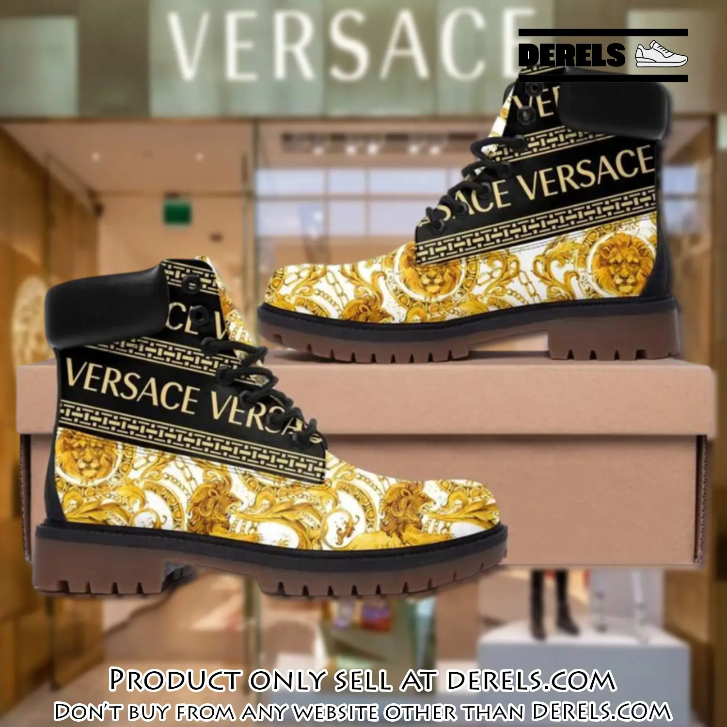 Gianni versace lion gold pattern luxury brand boots premium gifts for men women dr1409940